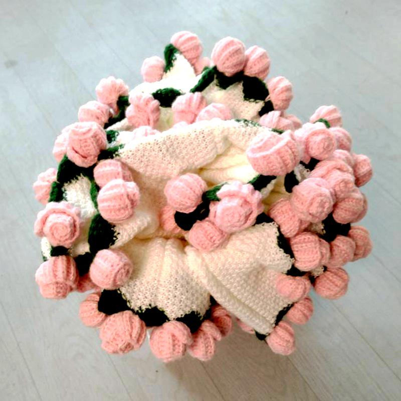 Handgestricktes Rosenstrauß-Kuscheldecke für Mädchen, Freunde, frisch Verheiratete - Perfektes praktisches Weihnachtsgeschenk