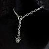 Gothic Punk Anatomical Heart Necklace with Sliding Chain, Stainless Steel, 70cm, Open Clasp
