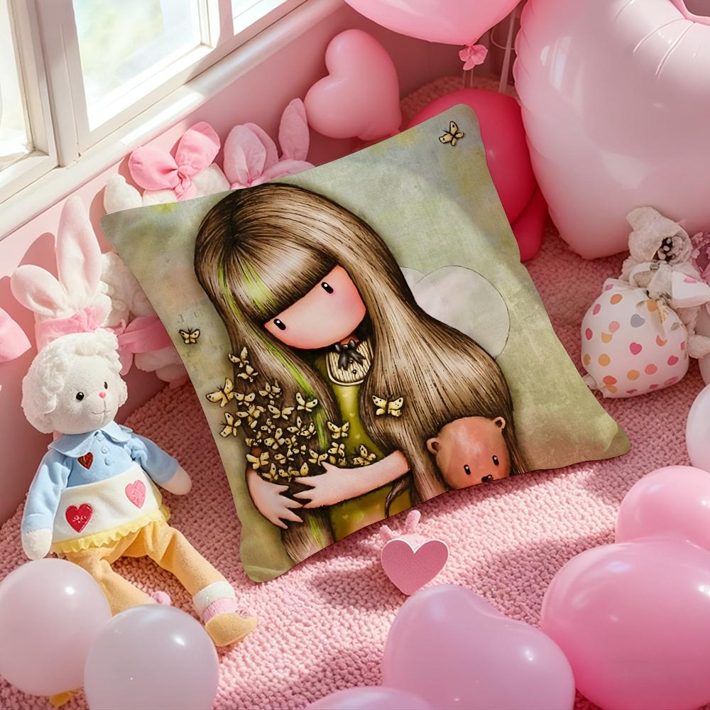 S-Santoro Gorjuss Cartoon Cushion Cover Pattern Printed Pillowcase for Living Room Sofa Cushion Cover & Bedroom Decor