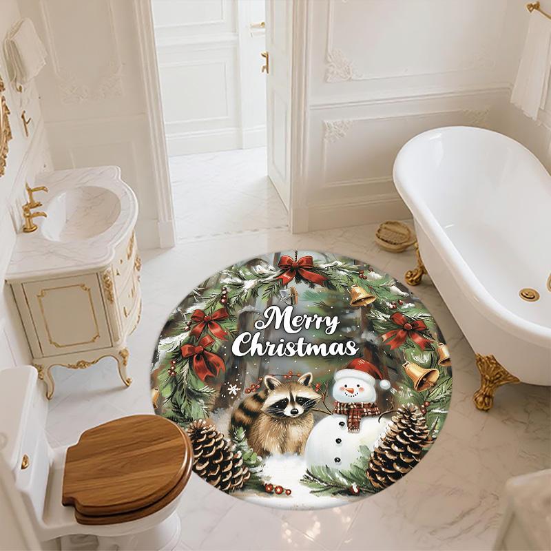 Raccoon,Round Area Rug,Carpet Rug for Living Room Bedroom Sofa Playroom Decor,Non-slip Floor Mat