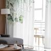 Cortinas Transparentes de Folhas de Eucalipto Penduradas em Aquarela para Sala de Estar Decoração Moderna para Casa Cortina de Tule Quarto Cortinas Voile