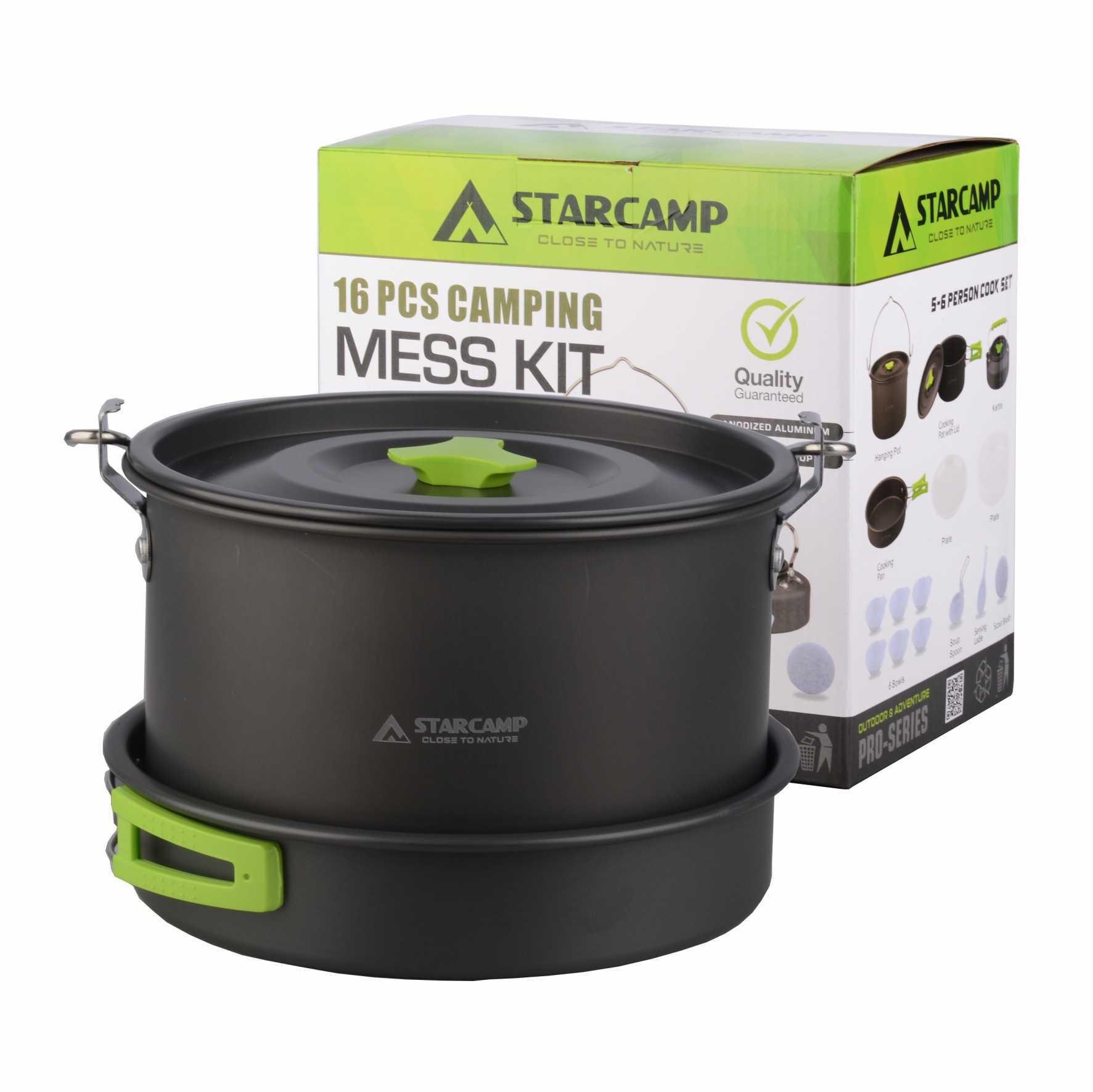Outdoor Single Person Cookware Kit, Anodized Aluminum Pot & Pan, EU&US Food Safe, for Hiking & Camping серый