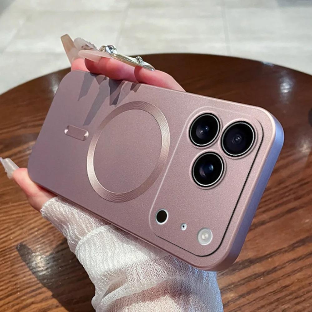 Stylish Plating Metal Paint Magnetic Phone Case for IPhone 17 16 15 14 13 Pro Max Soft TPU Cover, for MagSafe Wireless Charging