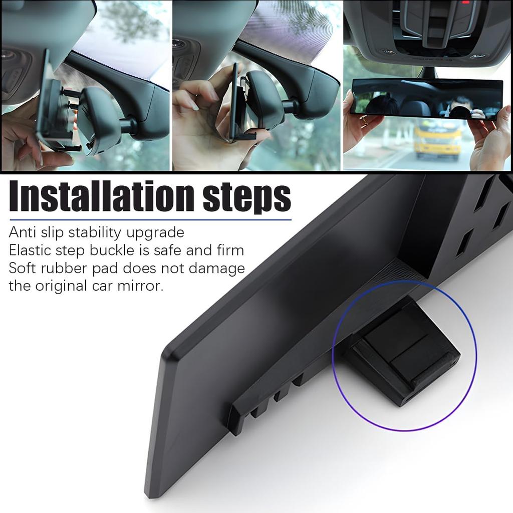 Mandark Car Rear View Mirror, 12 Inch Panoramic Clip On Convex Auto Rearview Mirror, HD Anti Glare & Wide Viewing Range Vehicle Interior Accessories,