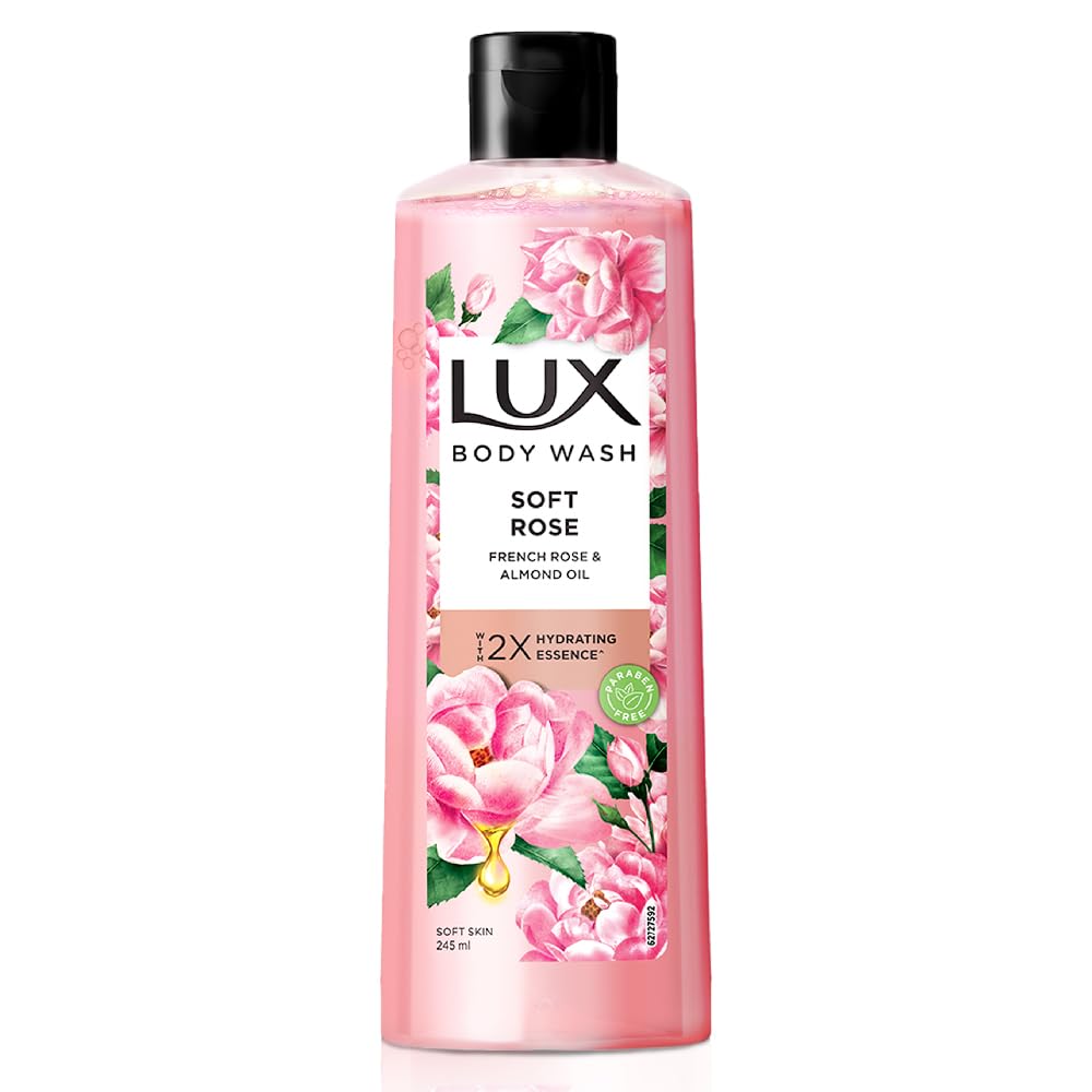 Lux Soft Rose Bodywash With French Rose And Almond Oil 245 Ml Pack Of 1 Paraben Free Gentle Liquid Body Wash For Soft Glowing Skin