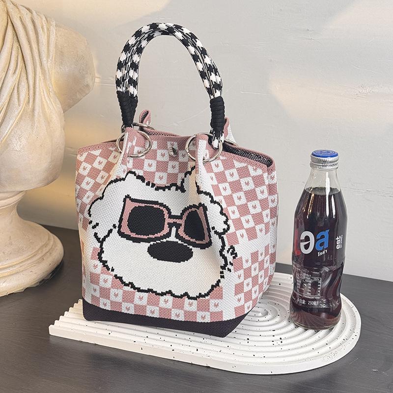 2025 Niedliche Tier Strickhandtasche - Damen Tragetasche mit großem Fassungsvermögen für Arbeit & Ausflüge