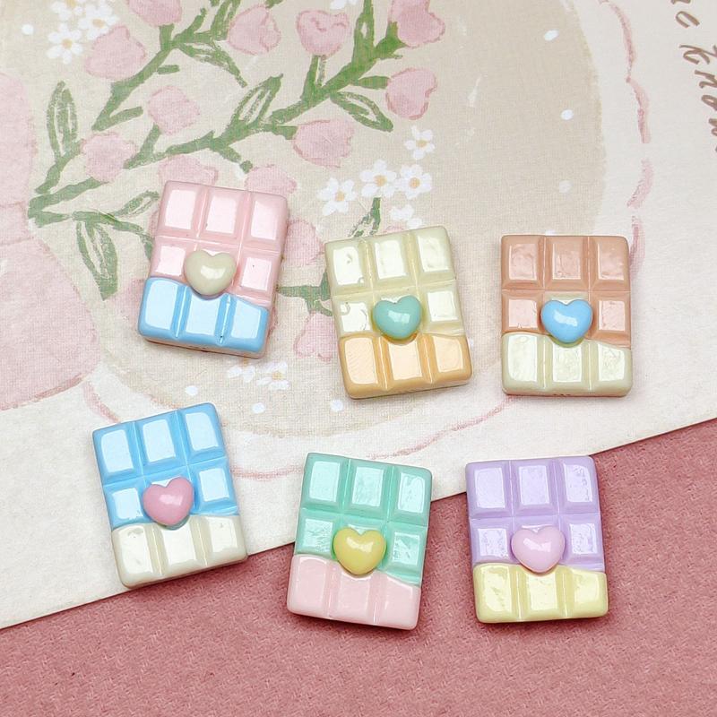 30 Pcs New Cute Cartoon Colorful Heart Shaped Chocolate Resin Scrapbook Diy Jewellery Hairpin Decorate Accessories Craft A109