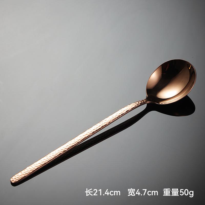 304 stainless steel hammer point Korean spoon plated with titanium hammer pattern retro spoon household kitchen high value tableware