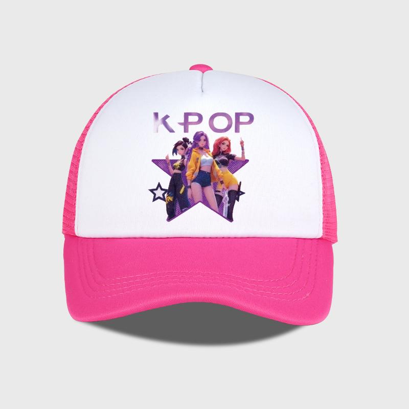 K-POP Girl Group Printed Mesh Cap, Breathable Summer Baseball Cap, Adjustable Unisex Sun Hat, Perfect for K-Pop Fans