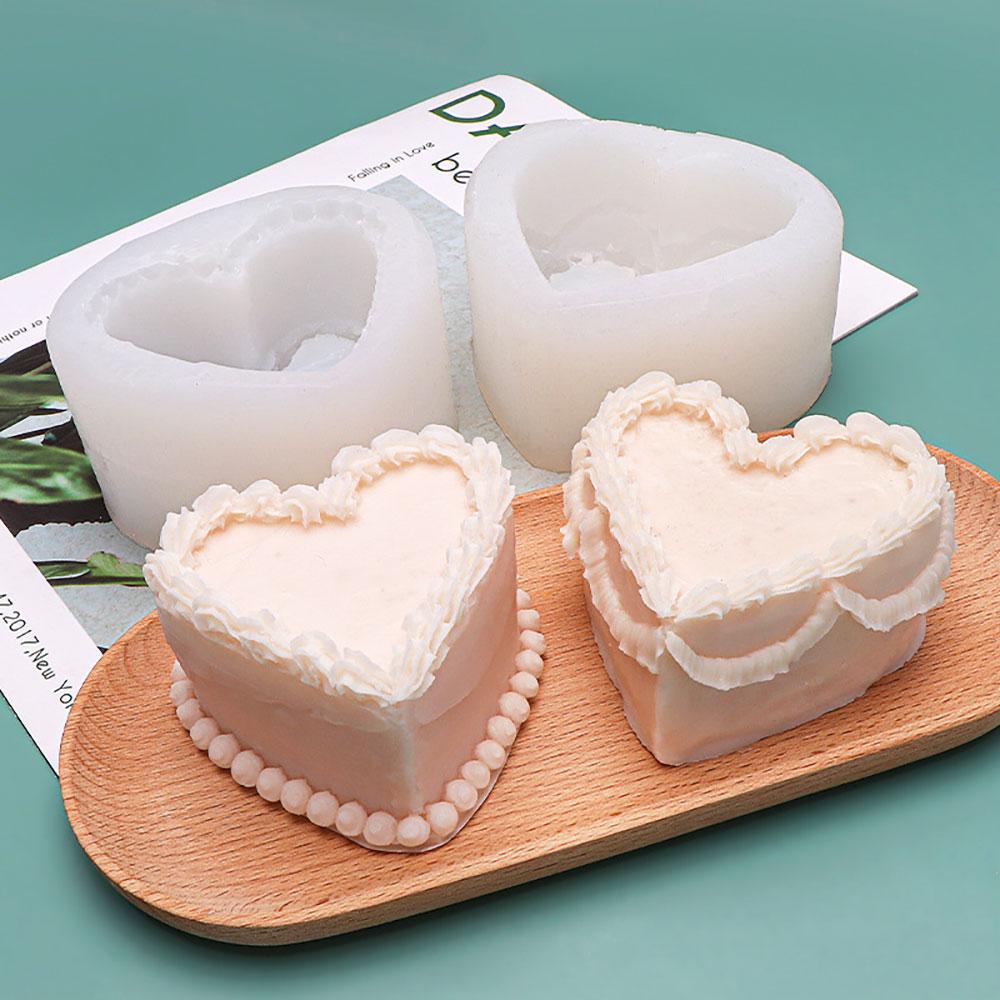 For Fun Heart Cake Shaped Candle Silicone Mold DIY Handmade Soap Plaster Aromatherapy Candle Cake Decoration Mold Gift Making