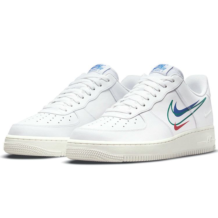 Nike Air Force 1 Low Multi-Swoosh Men Sneakers White Game-Royal University-Red DM9096-101