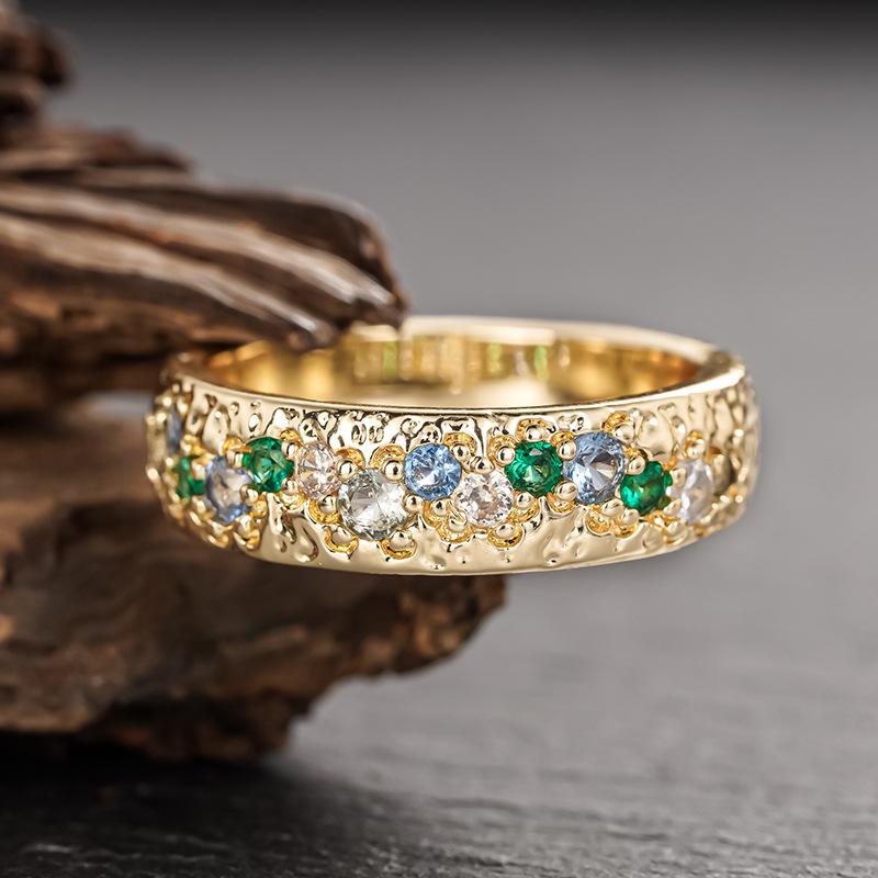 Japanese simple ring women, exquisite versatile color zircon index finger ring, niche design ins tide jewelry