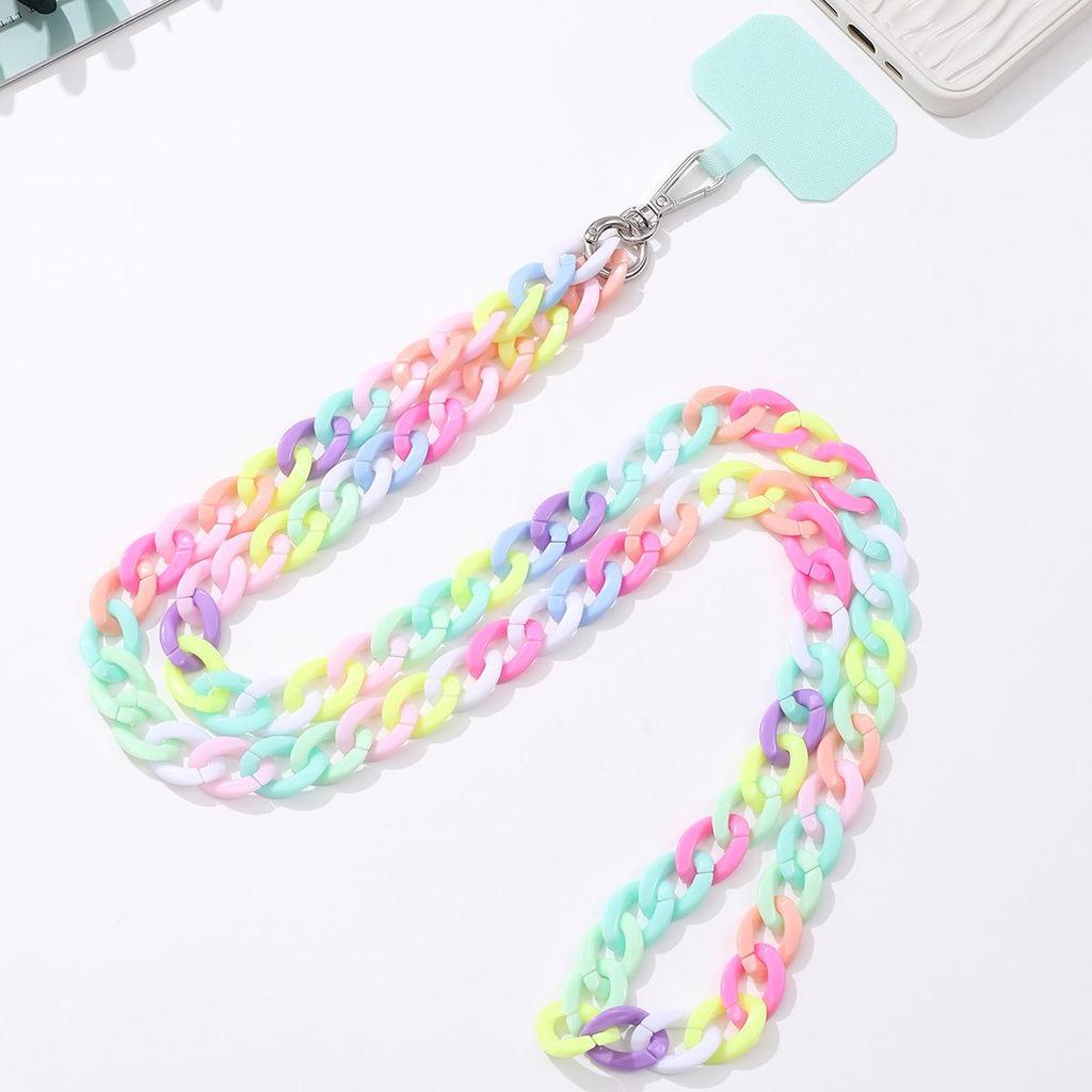 Yilian 120cm Colorful Acrylic Crossbody Mobile Phone Case with Anti-Fall, Anti-Lost Jewelry Pendant Shoulder Strap