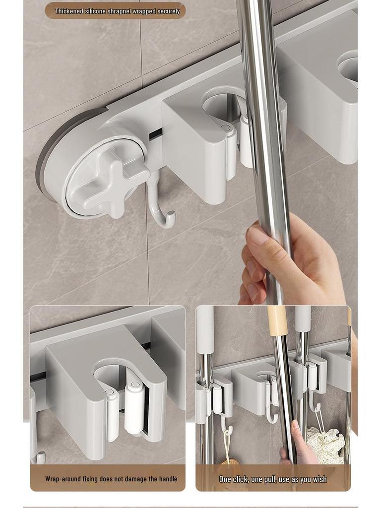 Supporto da Parete per Mocio e Scopa, Clip Holder Senza Foratura