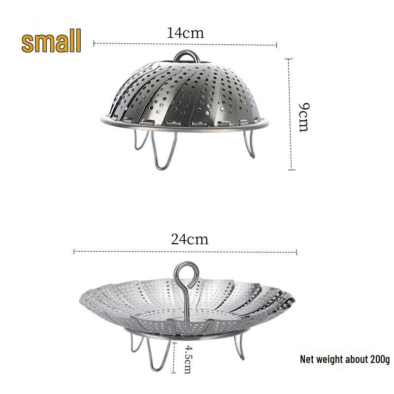 Klappbarer Dämpfeinsatz aus Edelstahl 304 - Platzsparend, Multifunktional, Teleskop-Dampfgarer und Abtropfkorb.