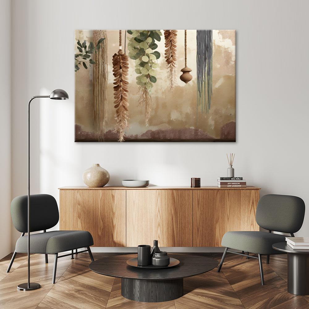Canvas Print, Hanging Leaves Scandi Boho