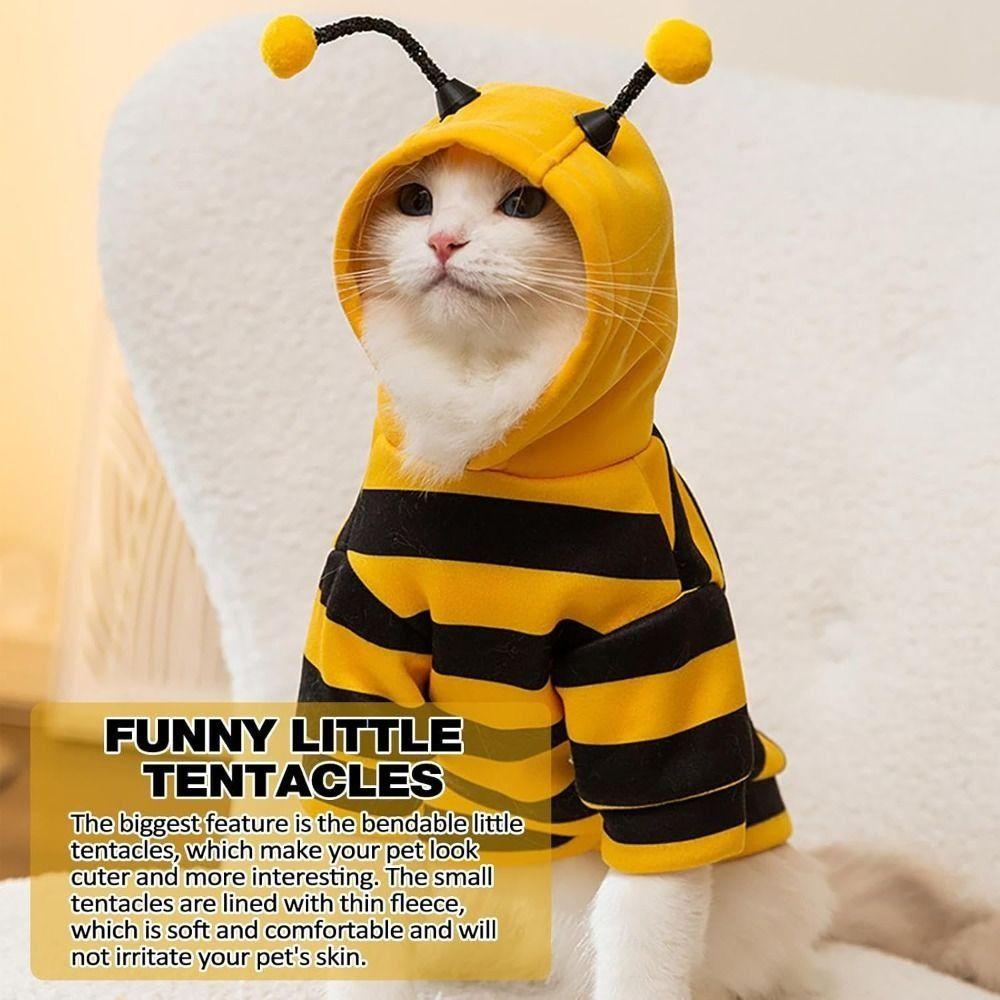 Winter Warm Pet Bee Costume Hooded Soft Cat Holiday Cosplay Clothes Cat Dog Clothes Pet Supplies