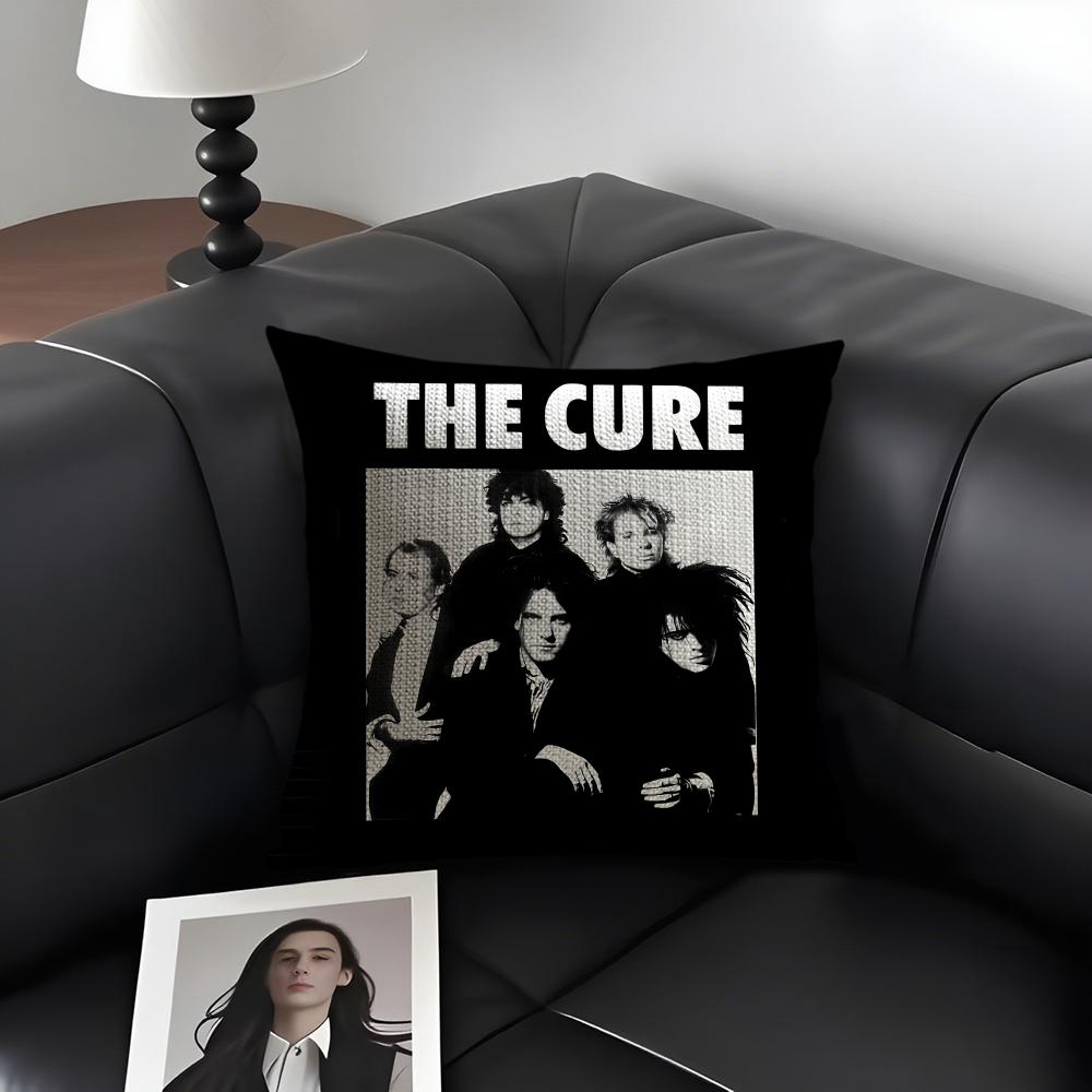 The Cure Rockband Kissenbezug Natürlicher Leinen Bio-Stoff Doppelseitiger Druck Sofa Heimdekoration Geschenk Kissenhülle