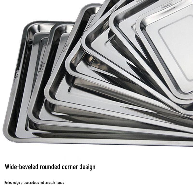 HPMILY 304 Stainless Steel Rectangular Baking & Serving Tray