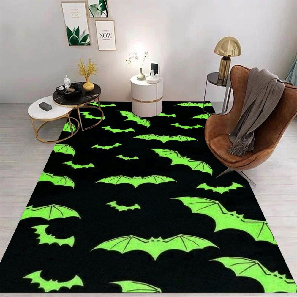 

Halloween Pumpkin and Horror Ghost Printed Carpet Terrifying Smiles and Bats Living Room Bedroom Carpet Washroom Floor Mat 40x60CM