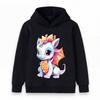 Cartoon Cute Little Dragon Print Kids Unisex Hoodie, Casual Long Sleeve Pullover Sweatshirt for Boys Girls, Cozy Loose Fit Outerwear for Daily Wear Ho