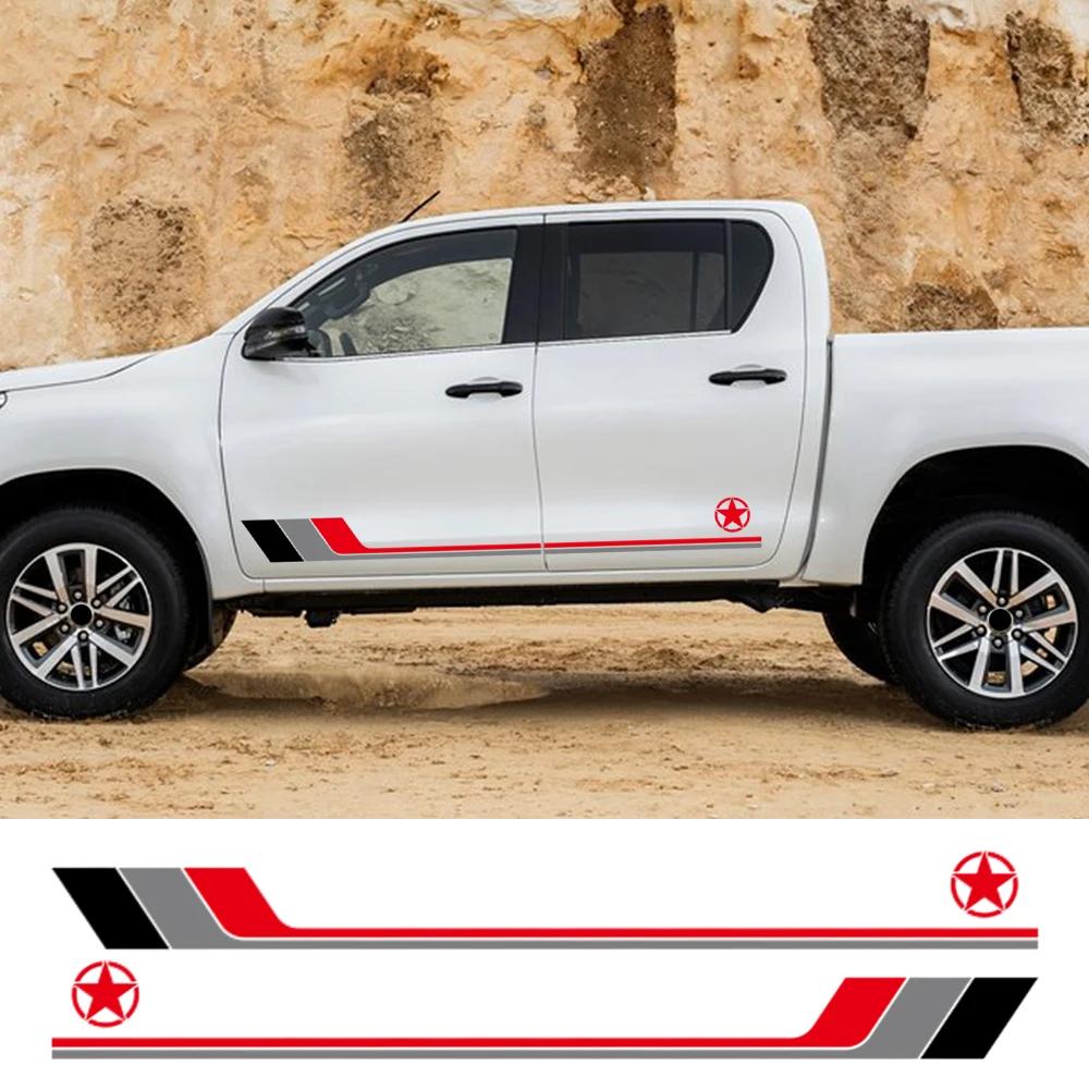2 Stück Autotür Seitenaufkleber Racing Sport Wasserdicht Vinyl Aufkleber Auto Karosserie Außen Dekoration Zubehör für Toyota Hilux MK8