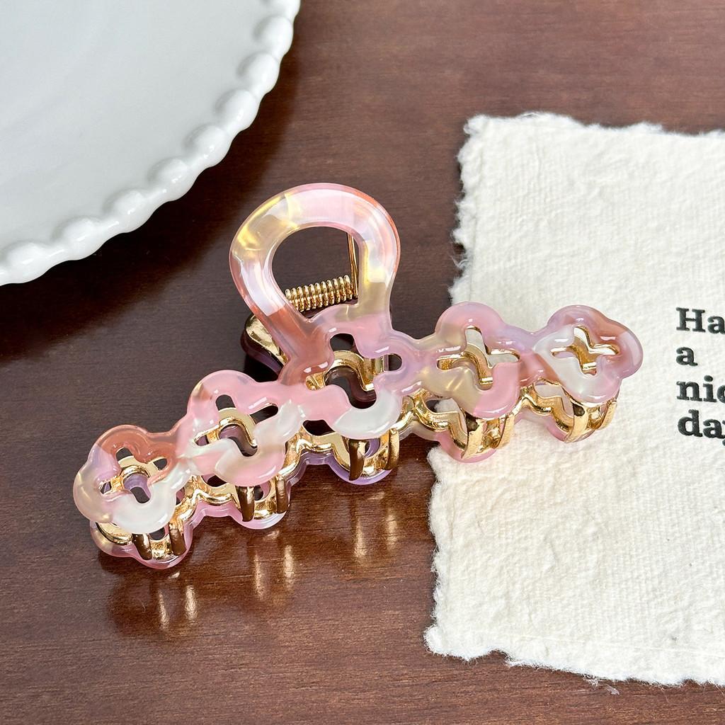 

Цветная мягкая пастельная заколка-коготь акулы для изысканного и стильного вида Floral Pink