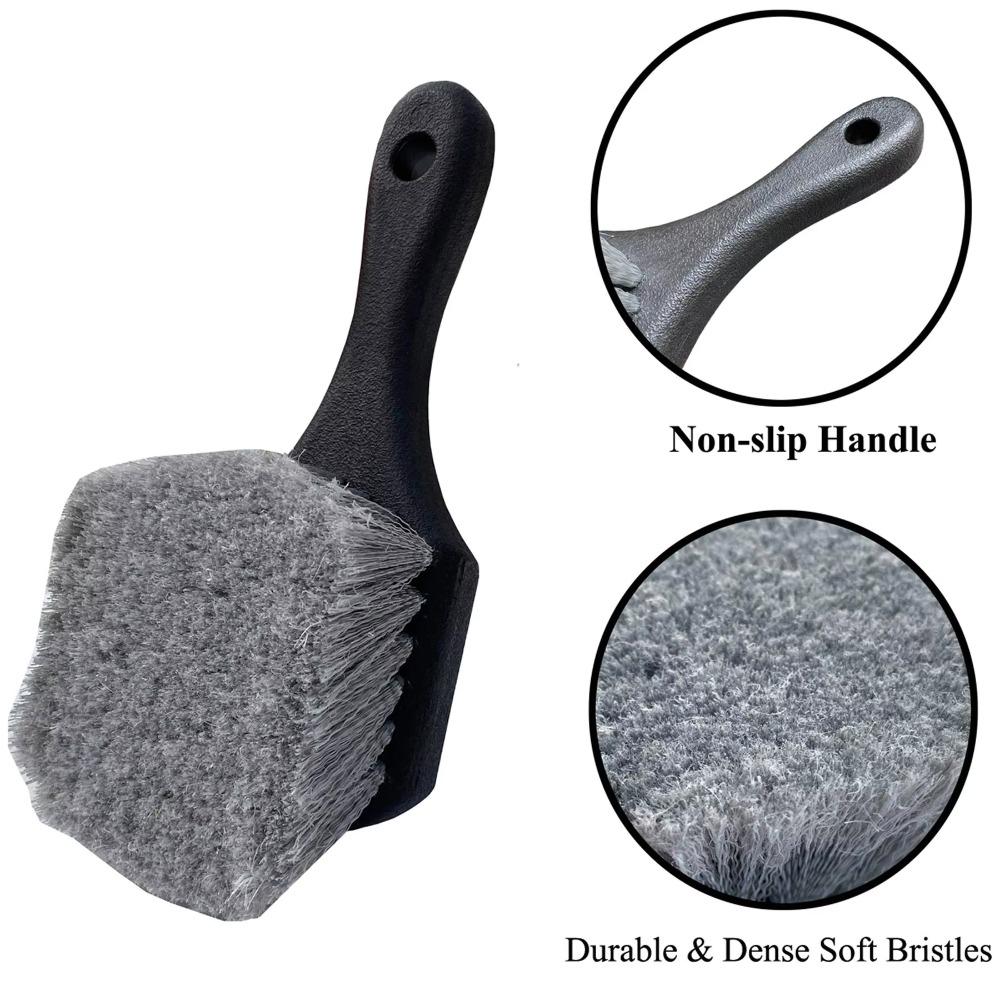 Long Hair Wheel Cleaning Brush Short Handle Tire Rim Washing Brush Detail Brush Vehicles Cleaning