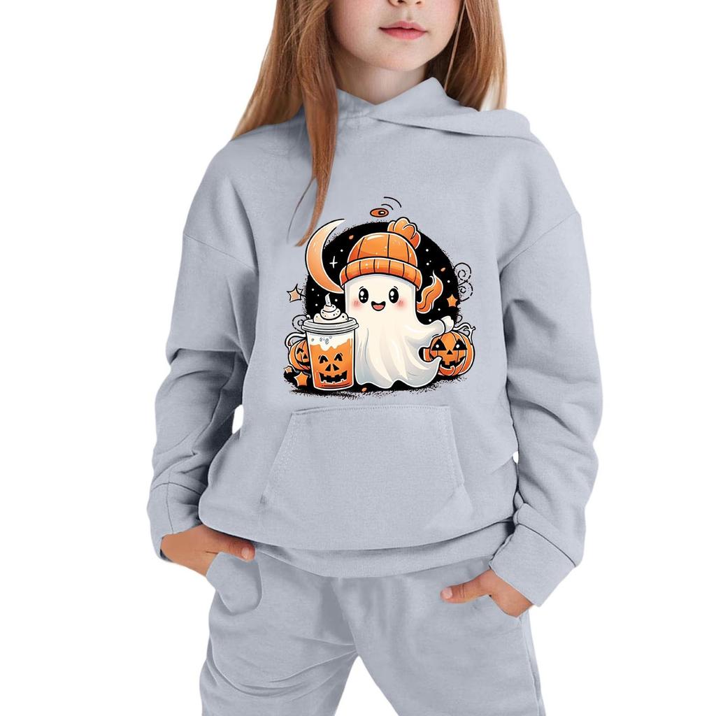 Kids Hoodie with Halloween Print - Long Sleeve Pullover Sweatshirt for Boys and Girls
