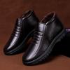 Fashion Winter Waterproof Men's Casual Leather Shoes Flannel High Top Slip-on Warm Winter Shoes for Mens Work Shoes 2024