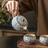 Ru Brennofen Blau Weiß Keramik Teekanne Kreative Teezubereiter Retro Handgefertigte Teekanne Kung Fu Teeset Haushalts-Teegeschirr Tee-Sieb