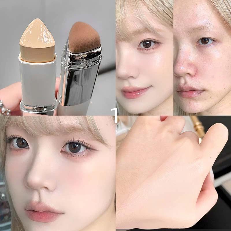 Cappuvini 2-In-1 Natural Color Foundation Stick Lightweight Moisturizing Brightening Foundation Cream Concealer For All Skin Typ