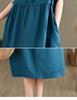 2024 Summer Japanese Style Cotton-Linen Polo Collar Midi Dress for Women