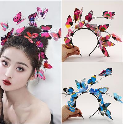Christmas Handmade Wedding Headwear Korean Bride Super Fairy Ladies Garland Headband Wedding Butterfly Headband Hair Accessories