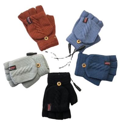 USB Electric Heating Gloves Half Finger Cover Knitted Jacquard Student Gloves Indoor and Outdoor 2-use Warm and Cold-proof Gloves