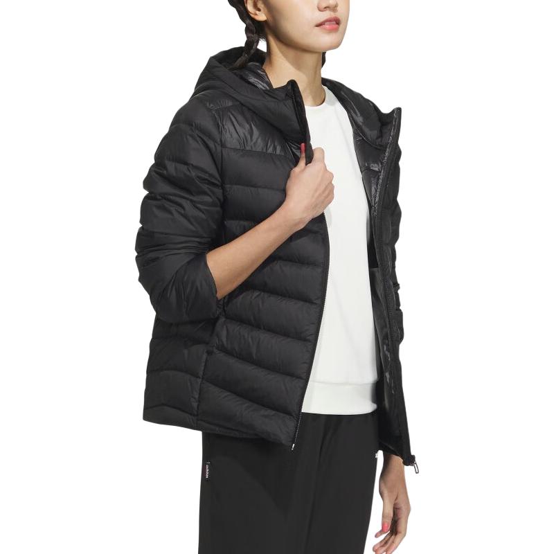 adidas Piumino con Cappuccio Caldo Moda Minimalista Lettera Uomo Capispalla Nero JL9579