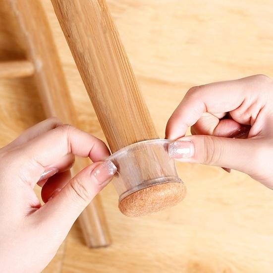 8Pcs Chair Leg Cover Floor Protector with Felt Pad Clear Noise Reduction Scratch Protection Round Square Hardwood Tile Floor Furniture Feet Cover Kit