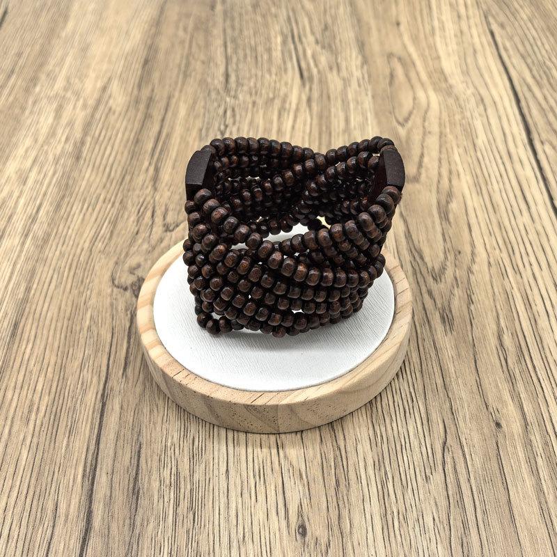 Bohemian mixed color popular elastic wood bead hand woven bracelet retro style women's bracelet