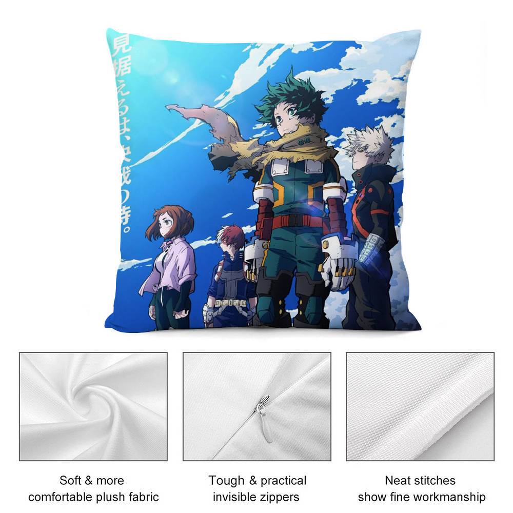 M-My Hero Academias Pillow Case Plush Fabric Soft Double Sided Print Sofa Cushion Cover Throw Pillow Covers