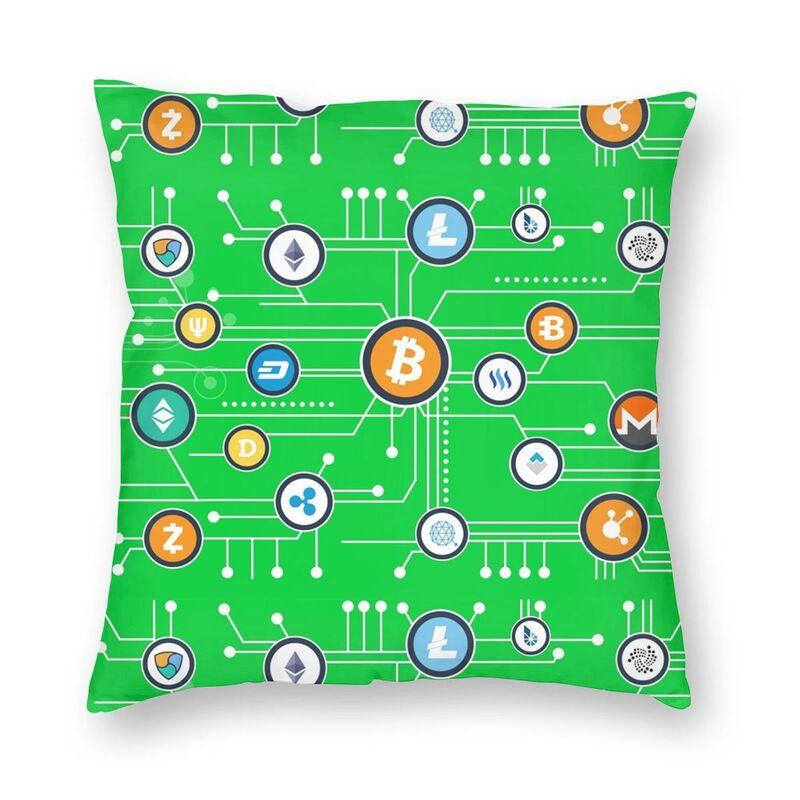 Bitcoin Cryptocurrency Square Throw Pillow Cover Decoration Print Ethereum Blockchain Btc Cryptocurrency Cushion Cover for Sofa
