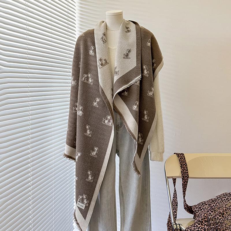 Luxury  Women'S Cashmere Shawl - Winter Cute Allover Print Tasseled Pashmina Bandana Wrap