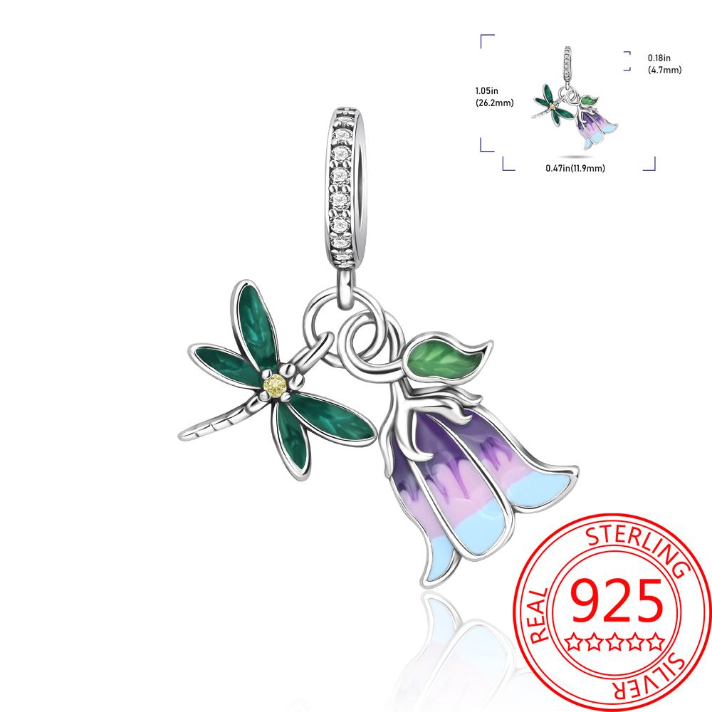 Authentic Original products Copper Metal Colorful tulip flowers animal Cow Pendant Bead Component Compatible With Bracelet High Quality Fine Jewelry
