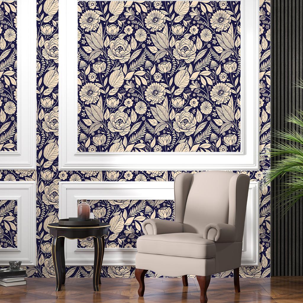 Thickened Wallpaper Self-Adhesive High-End Wall Decoration Flower Green Plant Wall Sticker Room Decoration