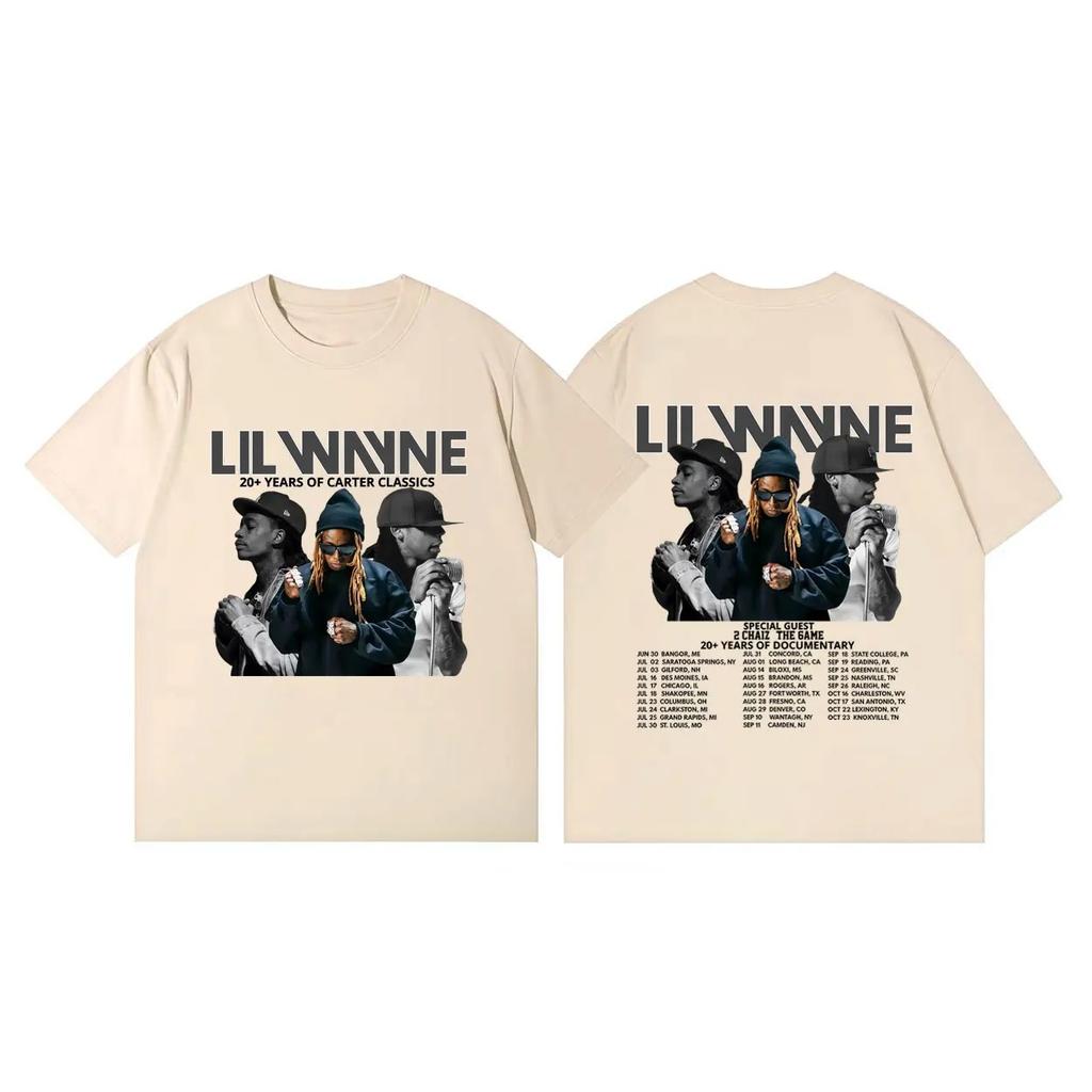 Summer Casual Fashion Loose T-shirt Rapper Lil Wayne Tour 2026 Graphic T Shirts Unisex Women Hip Hop Vintage Short Sleeve T-shirts