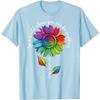 Rainbow Sunflower Be Kind Autism Awareness Graphic Tee Casual Cotton T-Shirt Unisex
