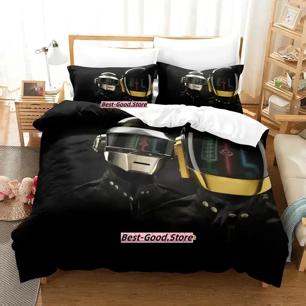 Daft Punk Sängkläder Set Tryckt Med Örngott Täcke Mjuk Enkel Dubbel Queen Super King Storlek Vuxen Barn Sovrum