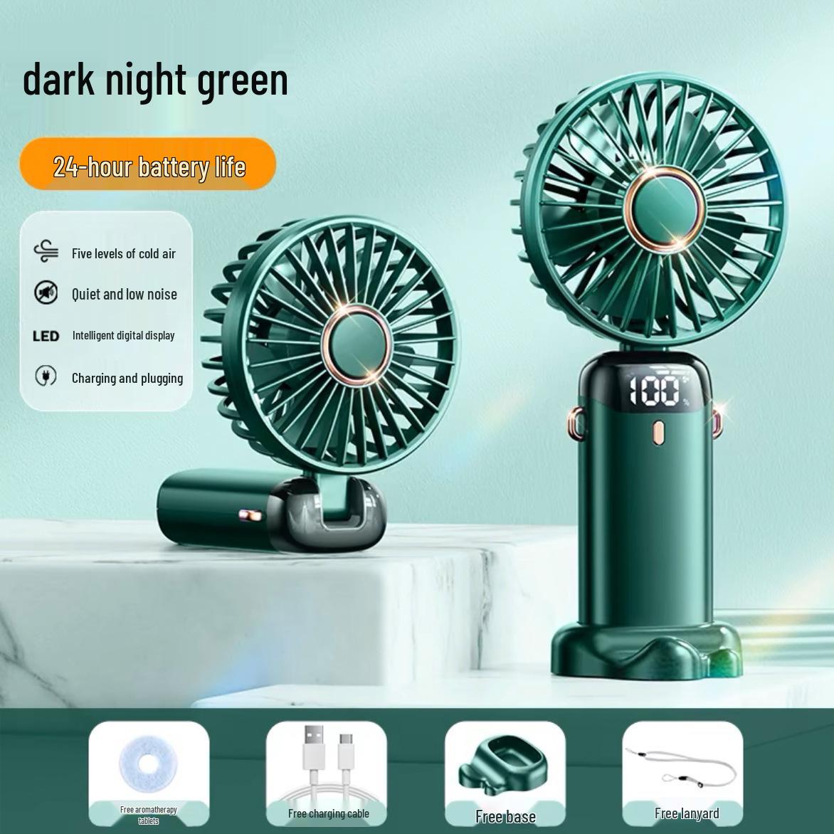 Portable USB Rechargeable Handheld Mini Fan with Neck-Hanging Option and Digital Display Handheld Fan