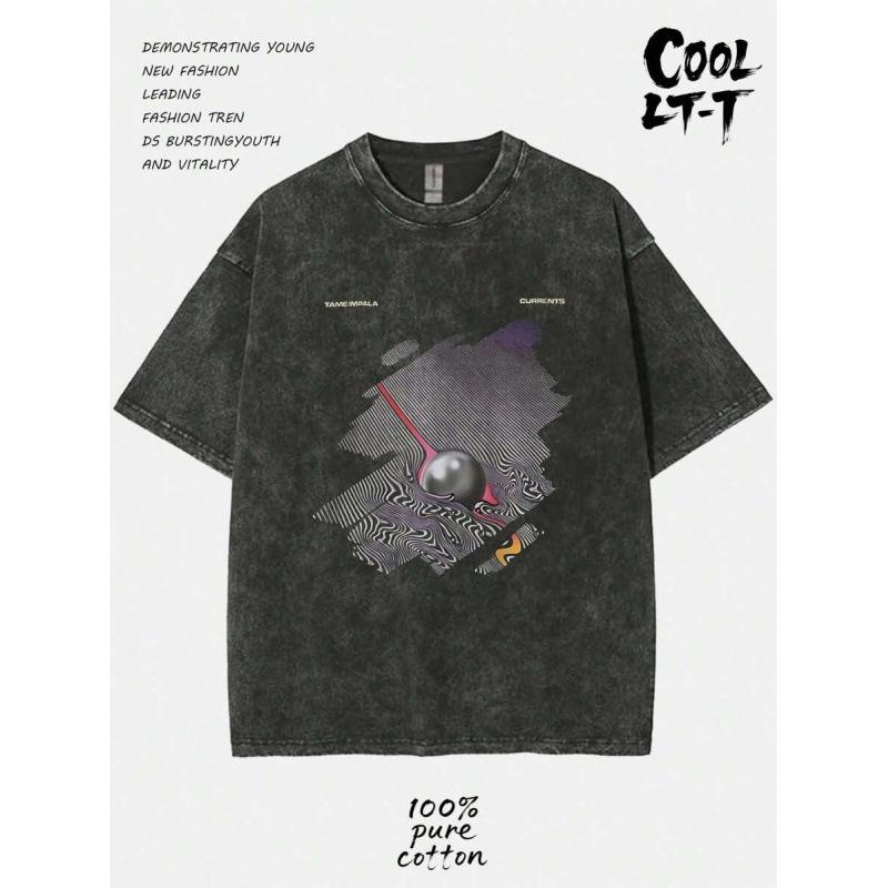 T230G Washed Pure Cotton T-Shirt, Men S Casual Fashion 2XL чёрный