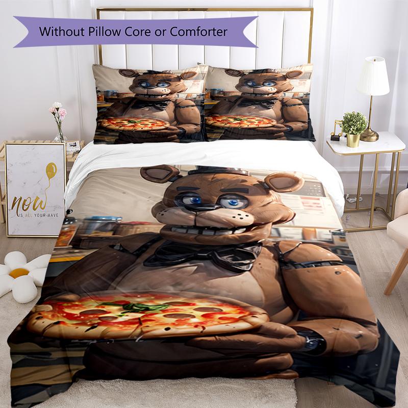 3pcs Five Nights At Freddy's Bedding Set Duvet Cover Closure Includes 1 Duvet Cover & 2 Pillowcases, Soft and Comfortable for All Seasons.