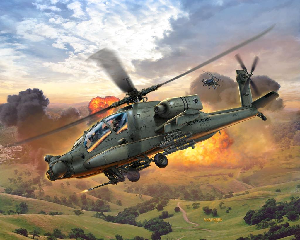 Deutscher Revell Maßstab US Army Apache Plastikmodellbausatz 04985 1/100 AH-64A